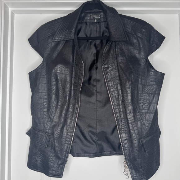 Juliana Women’s Front Zip Crocodile Pattern Vest Jacket, Sz 14 - Picture 2 of 9